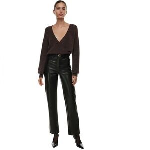 WILFRED ARITZIA MELINA HIGH WAIST VEGAN LEATHER PANTS 16